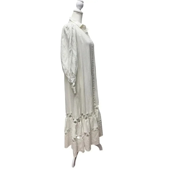 Lisa Marie Fernandez xTarget White Linen Button Up Cutout Shirtdress Size 4 - Picture 7 of 16